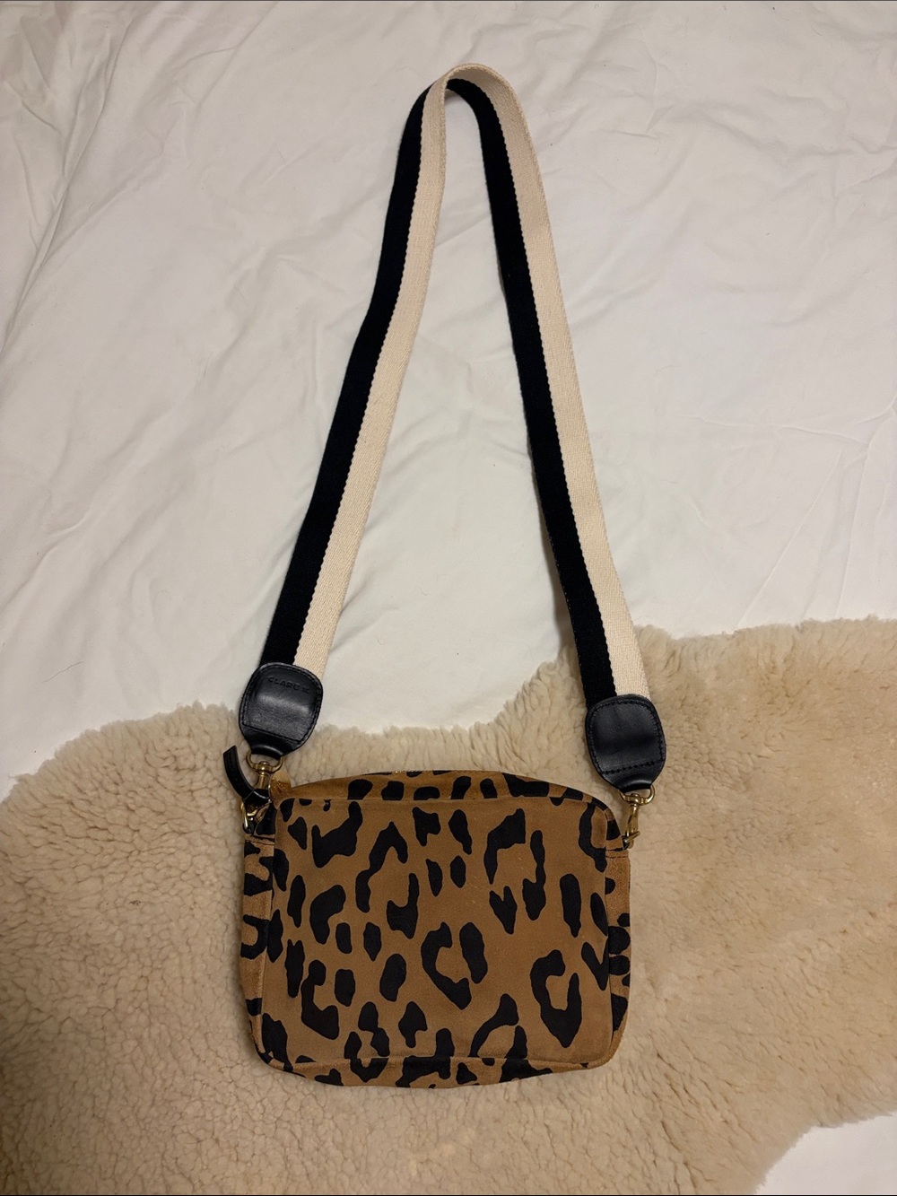 Clare V. Midi Sac Cheetah Print Leather Crossbody Bag